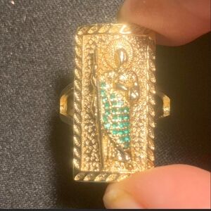 Gold Fill and Green Statement Ring